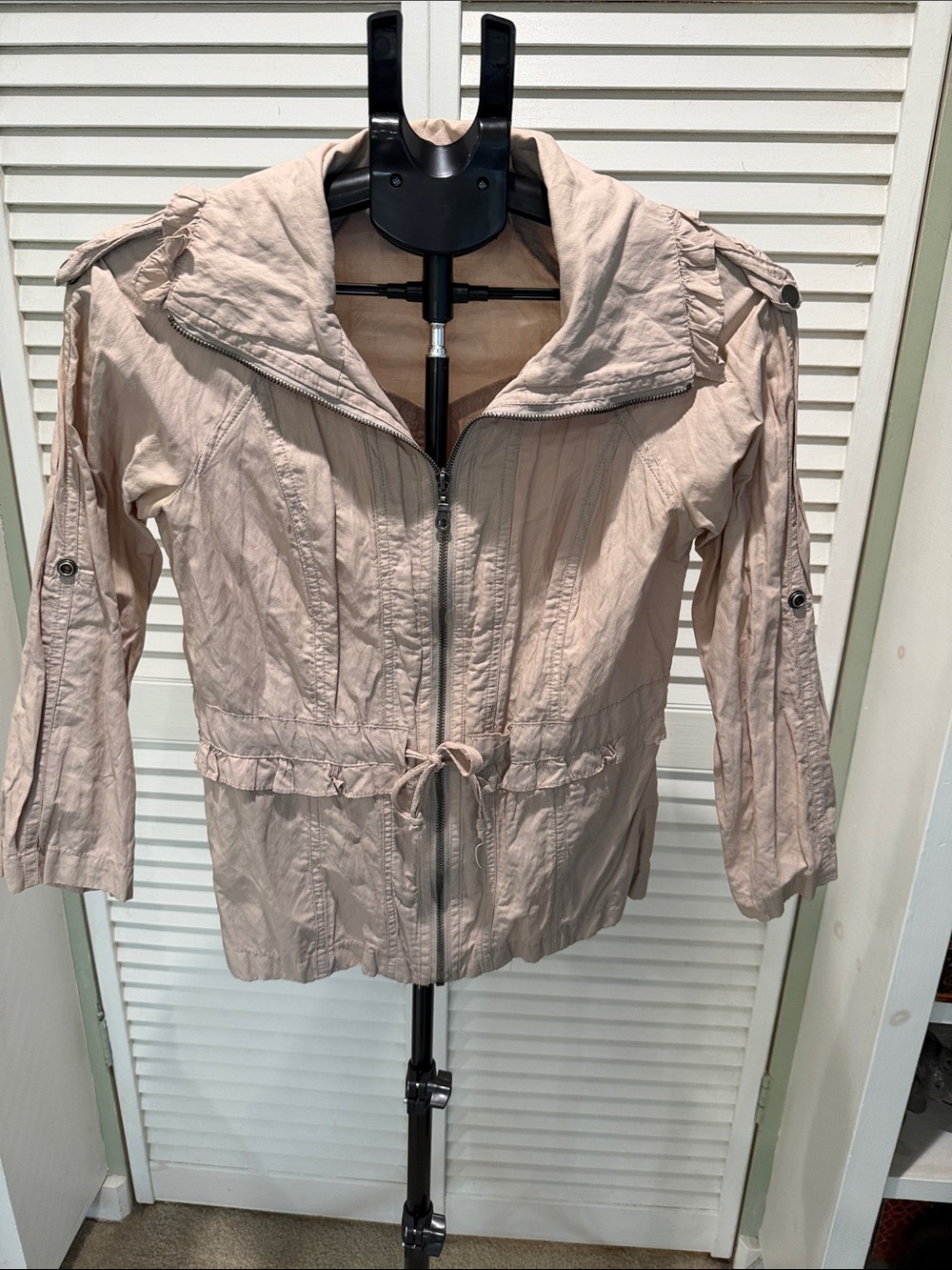 NY Collection Blush Utility Jacket with Drawstring Waist